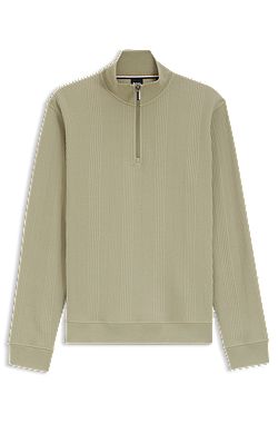 Sudadera con cuello con cremallera en algodón con estructura de rejilla