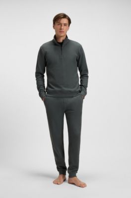 Sudadera con cuello con cremallera en algod&oacute;n con estructura de rejilla, Cal