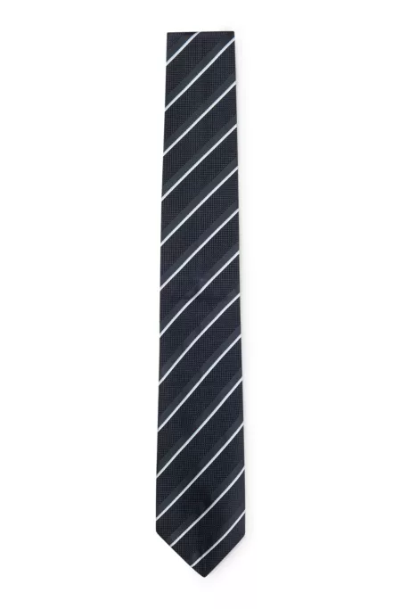 Diagonal-stripe tie in silk