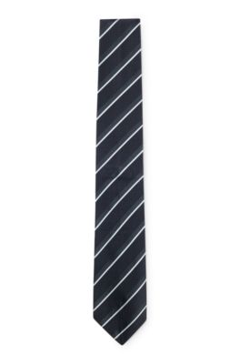 Diagonal-stripe tie in silk, Dark Blue