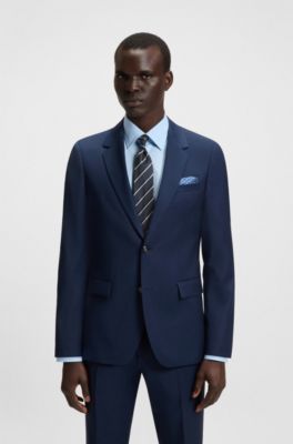 Diagonal-stripe tie in silk, Dark Blue