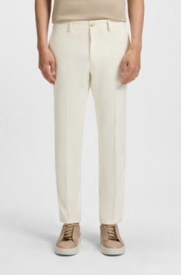 Pantalon Slim en tissu stretch double face, Blanc