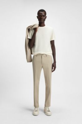 Slim-fit trousers in stretch double-faced fabric, Khaki