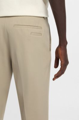 Slim-fit trousers in stretch double-faced fabric, Khaki