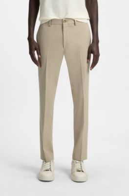 Pantalon Slim en tissu stretch double face, Kaki