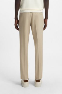 Slim-fit trousers in stretch double-faced fabric, Khaki