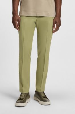 Slim-fit trousers in stretch double-faced fabric, Light Green