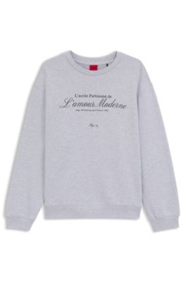 Sudadera de felpa de algod&oacute;n con estampado gr&aacute;fico parisino, Gris claro