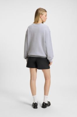Parisian-artwork sweatshirt in cotton terry, Light Grey