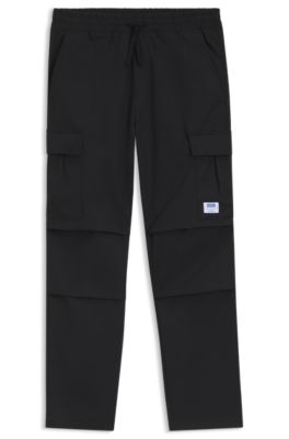 Pantalon coupe d&eacute;contract&eacute;e en tissu ripstop, Noir