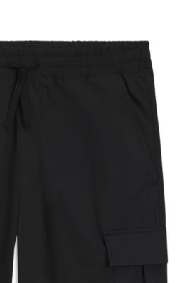 Pantalon coupe d&eacute;contract&eacute;e en tissu ripstop, Noir