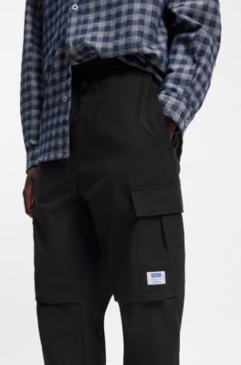 Relaxed-fit trousers in ripstop fabric, Black