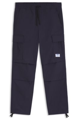 Pantalones relaxed fit en tejido antidesgarros, Azul oscuro