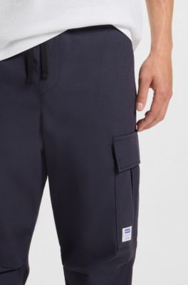 Relaxed-fit trousers in ripstop fabric, Dark Blue