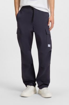 Pantalon coupe d&eacute;contract&eacute;e en tissu ripstop, Bleu fonc&eacute;