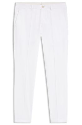 Pantalones slim fit de algod&oacute;n, seda y el&aacute;stico, Blanco