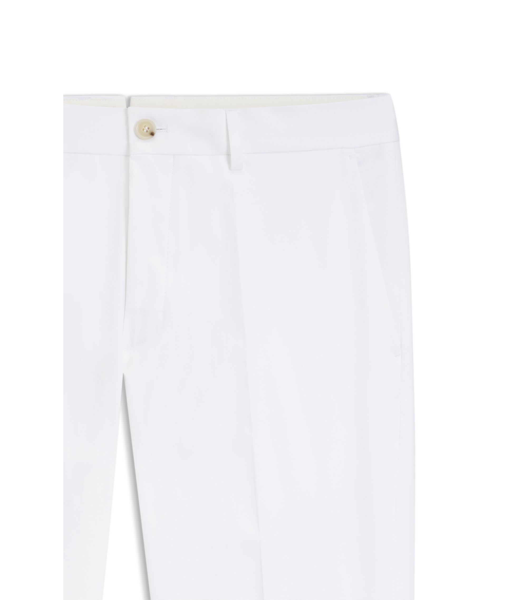 BOSS - Slim-fit trousers in cotton, silk and stretch - White