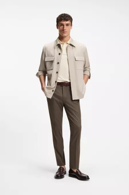 Slim-fit trousers in cotton, silk and stretch