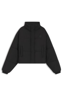 Water-repellent jacket with Happy HUGO badge, Black