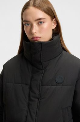 Water-repellent jacket with Happy HUGO badge, Black