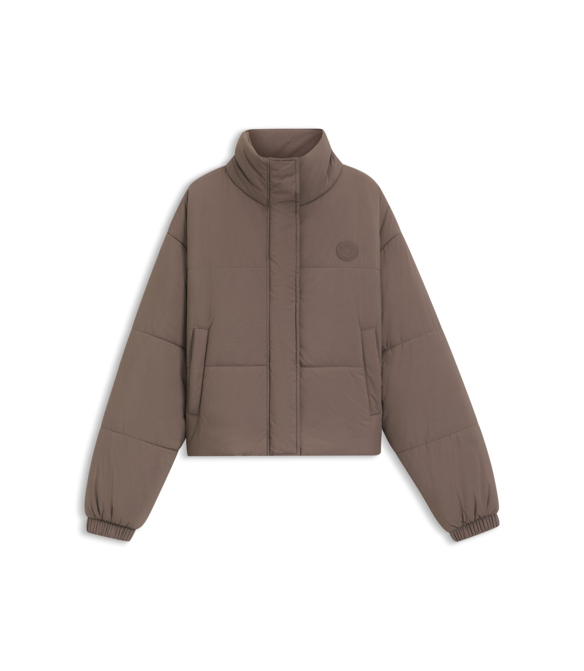 HUGO - Water-repellent jacket with Happy HUGO badge - Brown