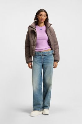 Water-repellent jacket with Happy HUGO badge, Brown