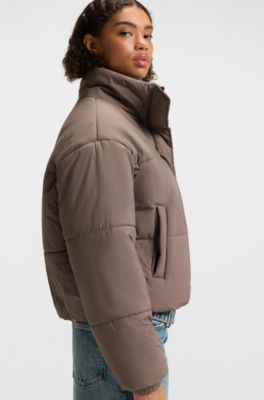 Water-repellent jacket with Happy HUGO badge, Brown