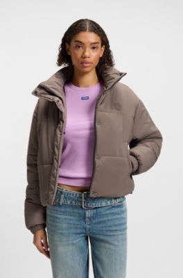 Water-repellent jacket with Happy HUGO badge, Brown