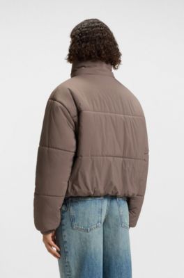 Water-repellent jacket with Happy HUGO badge, Brown