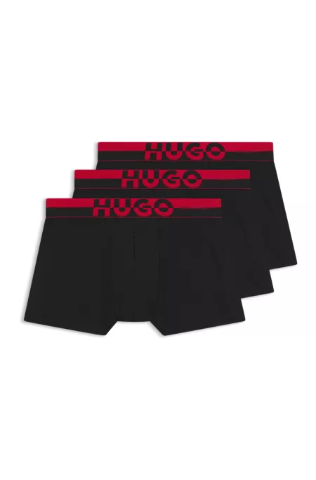 Three-pack of trunks with split-logo waistband