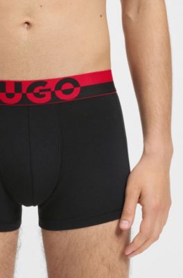 Paquete de tres calzoncillos con logos divididos en la cintura, Negro