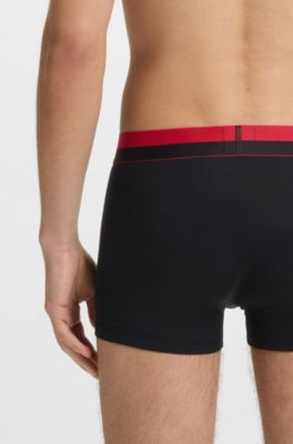 Paquete de tres calzoncillos con logos divididos en la cintura, Negro