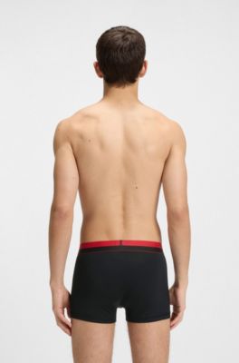 Paquete de tres calzoncillos con logos divididos en la cintura, Negro