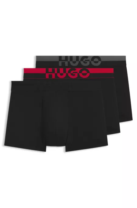 Three-pack of trunks with split-logo waistband