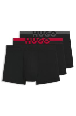 Three-pack of trunks with split-logo waistband, Black