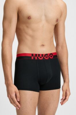 Paquete de tres calzoncillos con logos divididos en la cintura, Negro