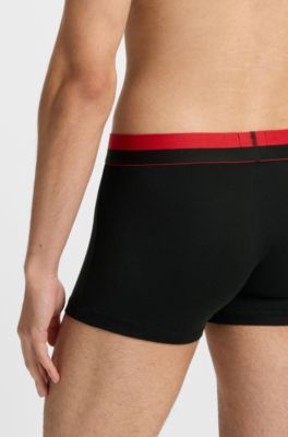 Paquete de tres calzoncillos con logos divididos en la cintura, Negro