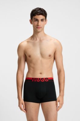 Paquete de tres calzoncillos con logos divididos en la cintura, Negro