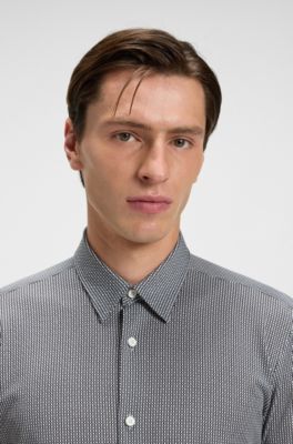 Patterned slim-fit shirt flex-weave fabric