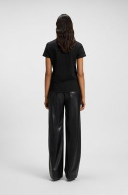 Camiseta slim fit de algod&oacute;n mercerizado con monograma Double B, Negro