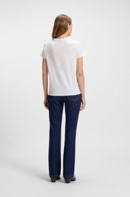 Mercerised-cotton T-shirt with Double B monogram, White