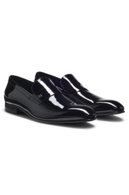 Penny loafers in patent faux leather, Black