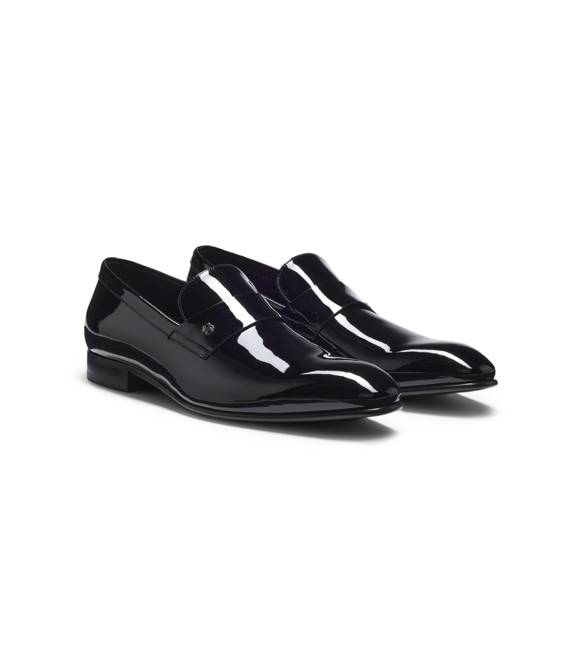 Hugo Boss Mellion Black Patent Leather Loafers Mens Sz 9 1/2 9.5 BOSS - Penny loafers in patent faux leather - Black main image 2