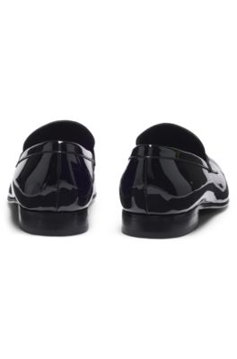 Mocasines americanos de charol sint&eacute;tico, Negro