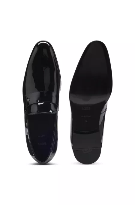 Penny loafers in patent faux leather