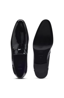 Penny loafers in patent faux leather, Black