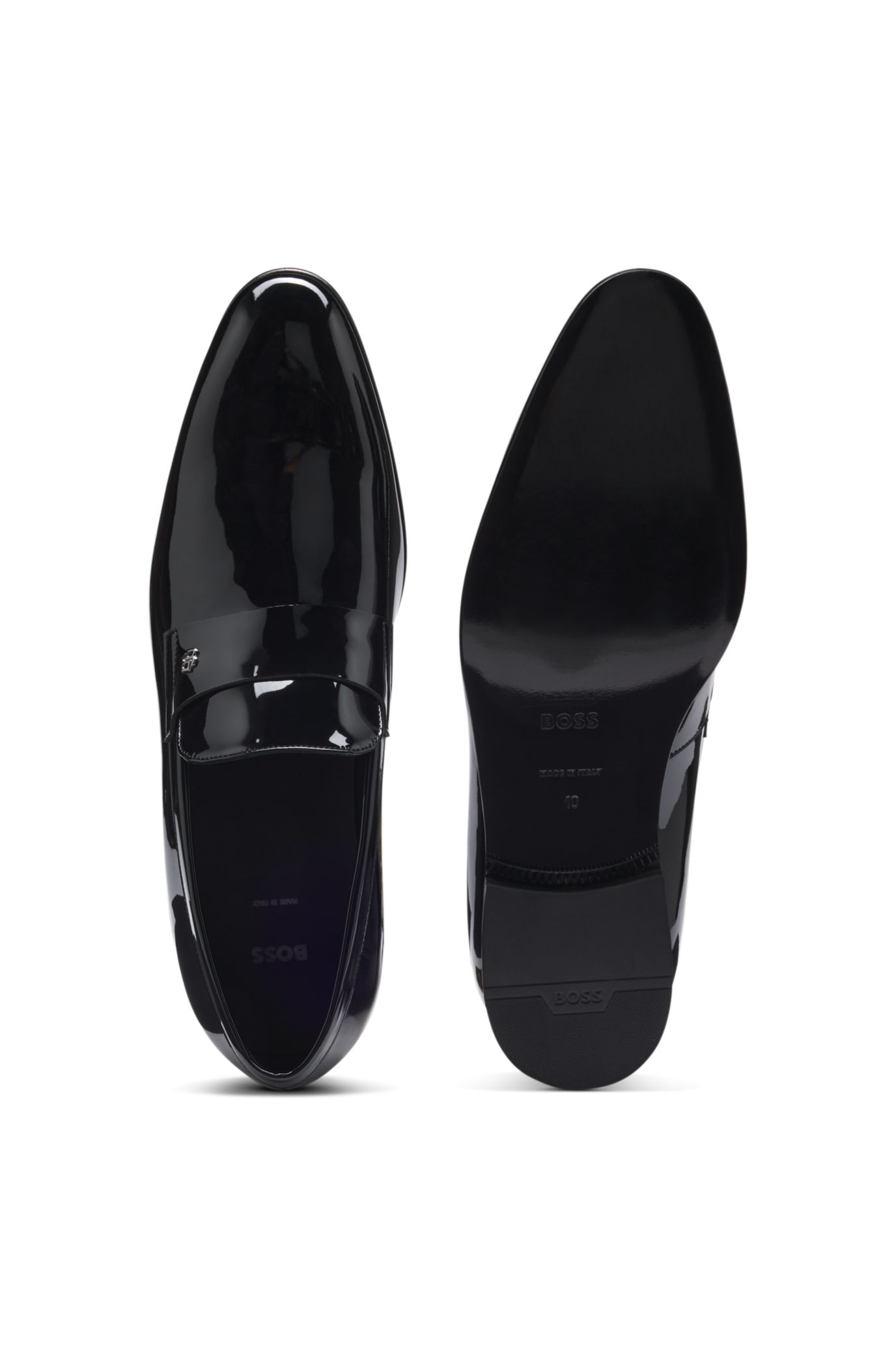 BOSS - Penny loafers in patent faux leather - Black