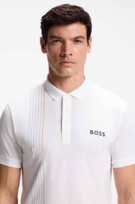 Polo sportif &agrave; s&eacute;chage rapide avec motif &agrave; carreaux, Blanc