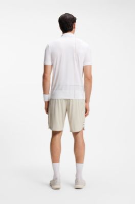 Active quick-dry polo shirt with check artwork, White