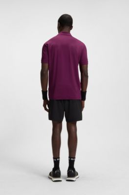 Polo sportif &agrave; s&eacute;chage rapide avec motif &agrave; carreaux, Rose